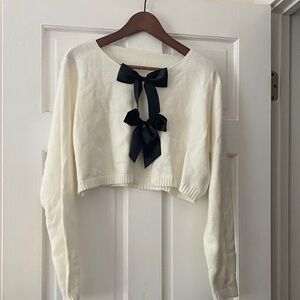 SHEIN Cream Sweater with Black Accent